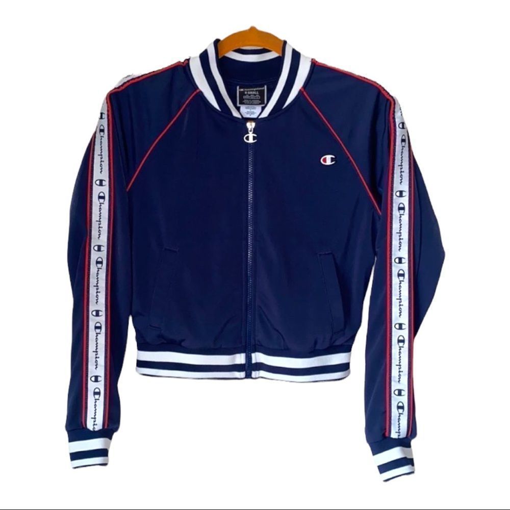 Champion Navy Blue Track Jacket with White & Red Trim